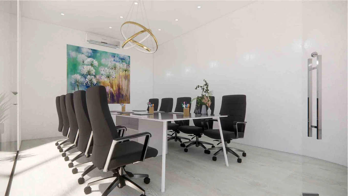 3D mock-up of an office meeting room