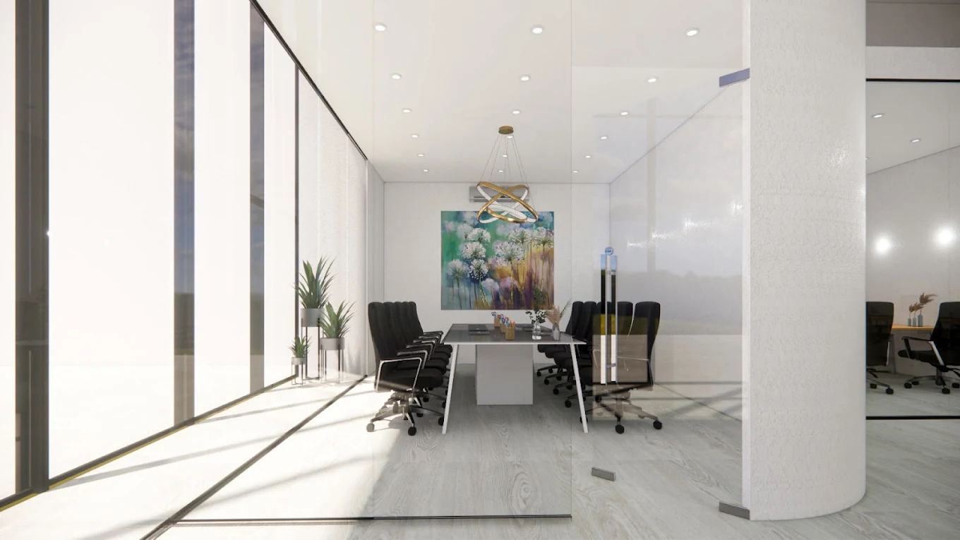 3D mock-up of an office meeting room