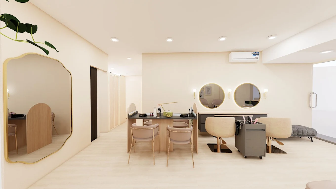 3D mock-up of a finished salon fit-out