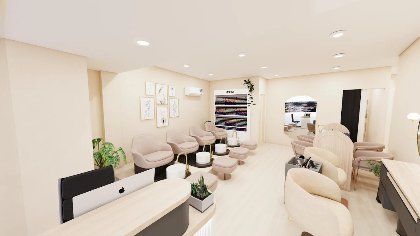 3D mock-up of a finished salon fit-out